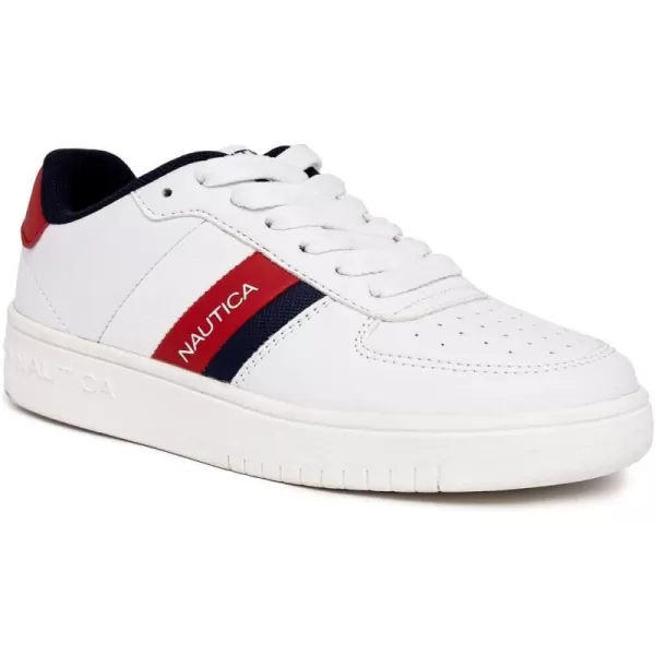 Nautica Kids Boys LowTop LaceUp Fashion Sneakers Stylish Dress Shoes for Youth  Ideal for Tennis and Walking Big KidLittle KidWhite Red Navynoven