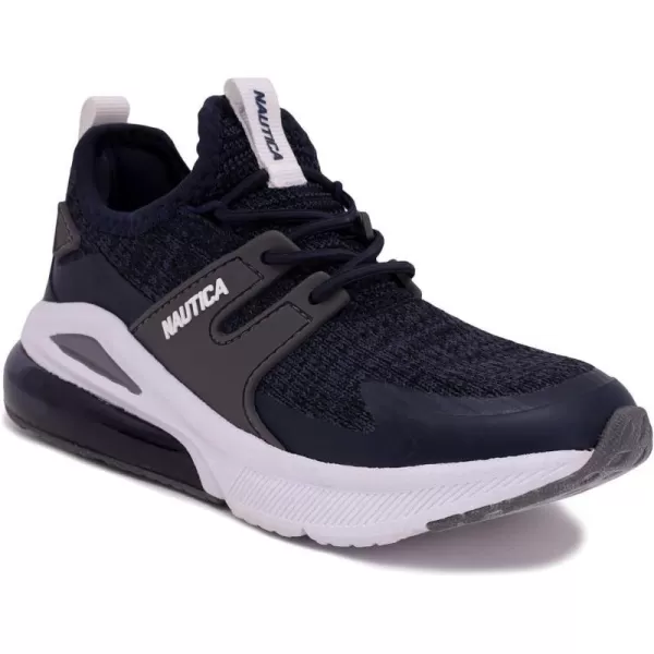 Nautica Kids Casual Air Bubble Fashion Sneakers Walking ShoesLightweight Joggers BoysGirls Bungee SlipOnLace Up Little KidBig KidNavy Charcoal