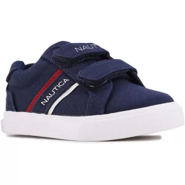 Nautica Kids Double Strap Sneakers  Casual Athletic Shoes for Boys and Girls  Durable and Comfortable Fit for Toddlers and Little KidsNavy Canvas