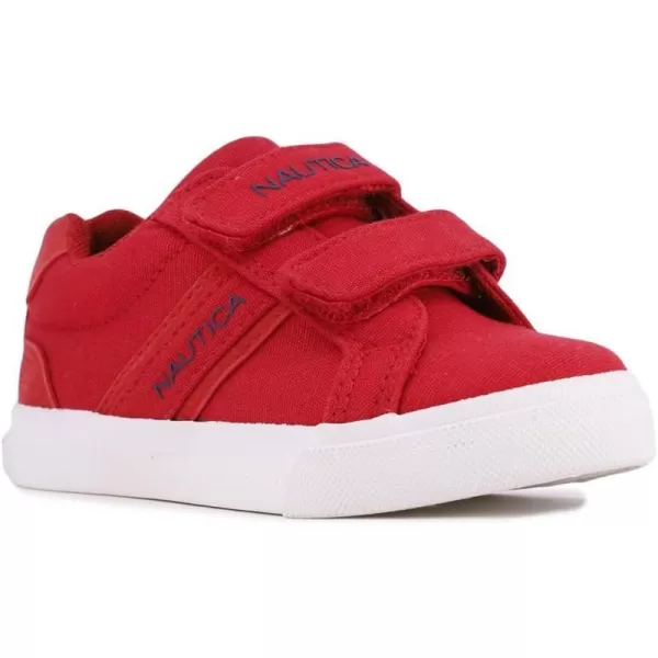 Nautica Kids Double Strap Sneakers  Casual Athletic Shoes for Boys and Girls  Durable and Comfortable Fit for Toddlers and Little KidsRed Canvas