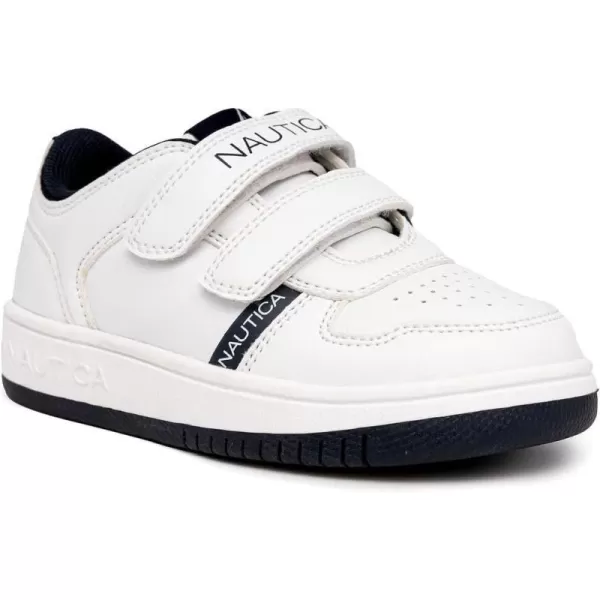 Nautica Kids Double Strap Sneakers  Casual Athletic Shoes for Boys and Girls  Durable and Comfortable Fit for Toddlers and Little KidsWhite Navycaraoni