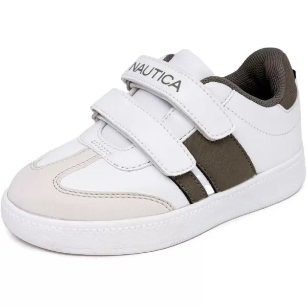 Nautica Kids Double Strap Sneakers  Casual Athletic Shoes for Boys and Girls  Durable and Comfortable Fit for Toddlers and Little KidsWhite Olivescott