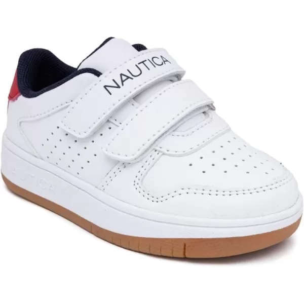 Nautica Kids Double Strap Sneakers  Casual Athletic Shoes for Boys and Girls  Durable and Comfortable Fit for Toddlers and Little KidsWhite Red Gumstafford