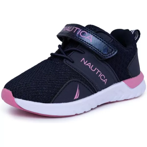 Nautica Kids Fashion Sneaker Athletic School Running Shoe with One Strap Boys  GirlsToddlerLittle KidNavy Heather Pink