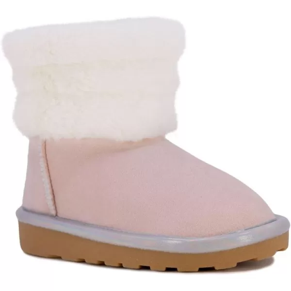 Nautica Kids Girls Boot With Sherpa Fur For Snow And WinterWarm Ankle Slipper Bootie Big Kid  Little Kid  ToddlerPink Fur Iridescent