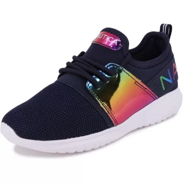 Nautica Kids Girls Metallic Fashion Sneaker LaceUp Athletic Running Shoe I kappil I Big Kid  Little Kid  ToddlerNavy Rainbow