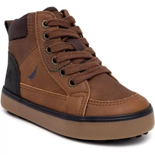 Nautica Kids High Top Sneaker Fashion Boot High Top Basketball Shoe BoysGirls ToddlerLittle KidsDark Tan Brownmurray