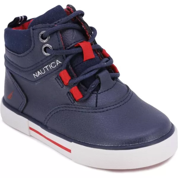 Nautica Kids High Top Sneaker Fashion Boot High Top Basketball Shoe BoysGirls ToddlerLittle KidsNavy Red