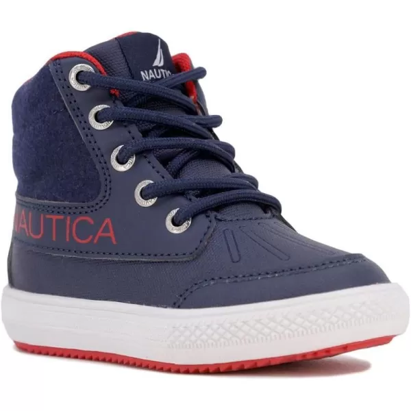 Nautica Kids High Top Sneaker Fashion Boot High Top Basketball Shoe BoysGirls ToddlerLittle KidsNavy Red Poptitan