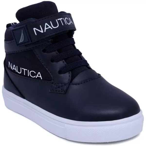 Nautica Kids High Top Sneaker Fashion Boot High Top Basketball Shoe BoysGirls ToddlerLittle KidsNavy Whiteyalu