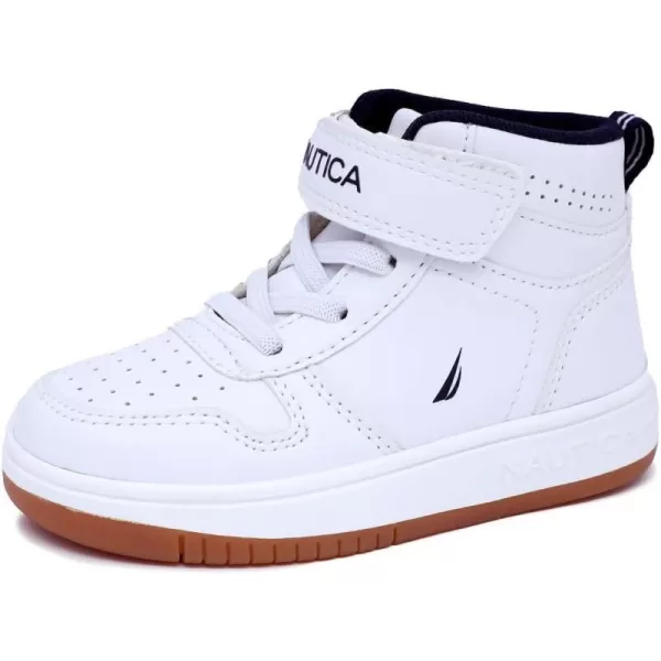 Nautica Kids High Top Sneaker Fashion Boot High Top Basketball Shoe BoysGirls ToddlerLittle KidsWhite Smoothoakford