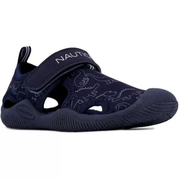 Nautica Kids Kettle Gulf Protective Water ShoeClosedToe Sport Sandal Navy Heather Print ToddlerLittle KidNavy Dino Outline