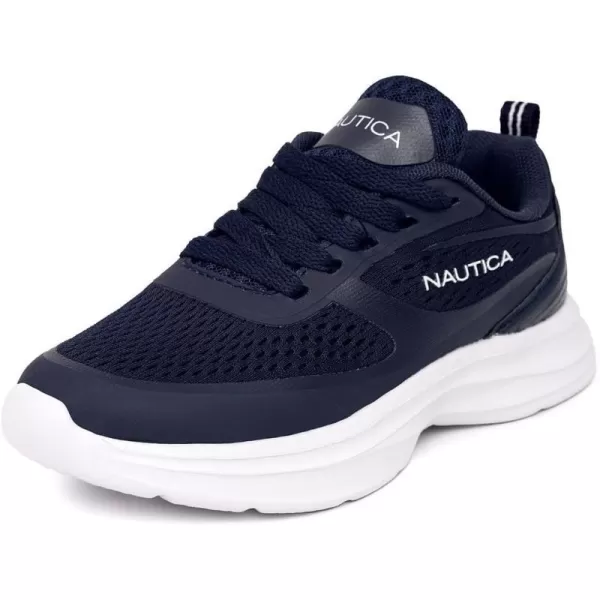 Nautica Kids Laceup Sneakers for Boys and Girls  Jelly Sole Walking Shoes Athletic Running Shoes with Chunky Cushion Heel Technology Little KidBig KidNavy White