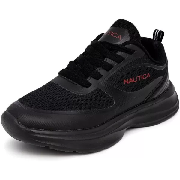 Nautica Kids Laceup Sneakers for Boys and Girls  Jelly Sole Walking Shoes Athletic Running Shoes with Chunky Cushion Heel Technology Little KidBig KidBlack Red Pop