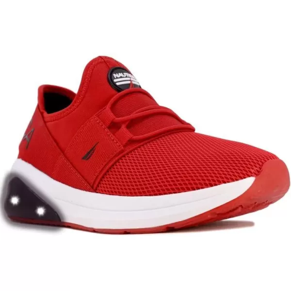 Nautica Kids Light Up Flashing Sneaker Athletic Running Shoes LaceUpBungeeSlipon Boy  GirlLittle KidBig Kid Kappil Parks Neave LightsLights Red Black Logo