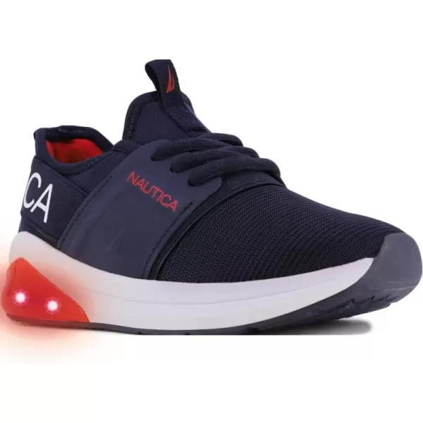 Nautica Kids Light Up Flashing Sneaker Athletic Running Shoes LaceUpBungeeSlipon Boy  GirlLittle KidBig Kid Kappil Parks Neave LightsNavy Red Kappil Lights