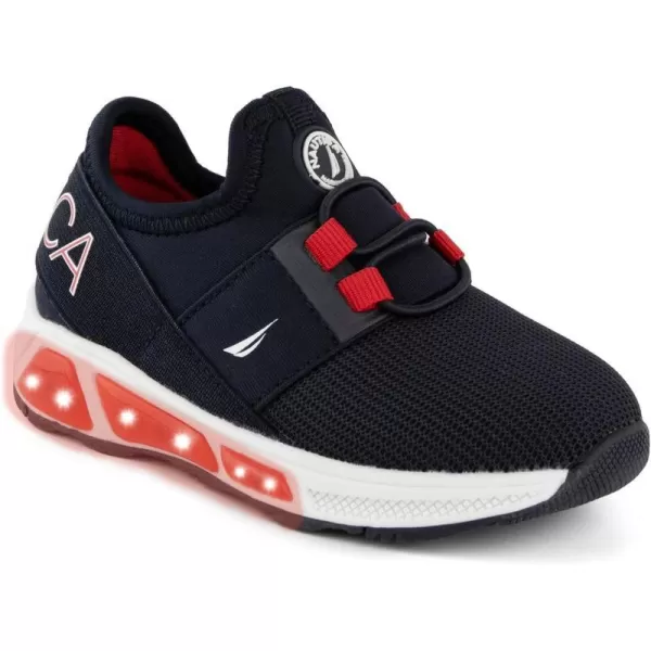 Nautica Kids Light Up Flashing Sneaker Athletic Running Shoes LaceUpBungeeSlipon Boy  GirlLittle KidBig Kid Kappil Parks Neave LightsNavy Red Neave Lights