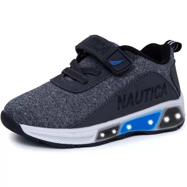 Nautica Kids LightUp Flashing Sneaker Athletic Running Shoes with Strap  Fashionable and Fun for Boys and Girls  Available in Toddler and Little Kid SizesGrey Black Blue Pop