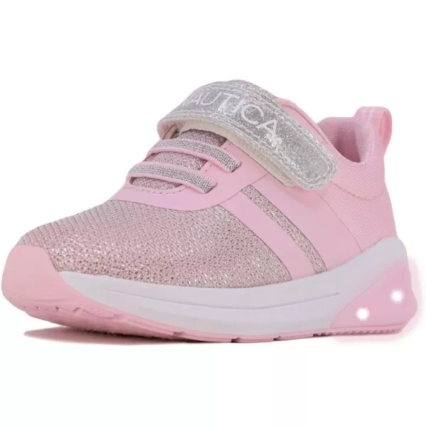 Nautica Kids LightUp Flashing Sneaker Athletic Running Shoes with Strap  Fashionable and Fun for Boys and Girls  Available in Toddler and Little Kid SizesJurnee Lightspink Silver Glitter