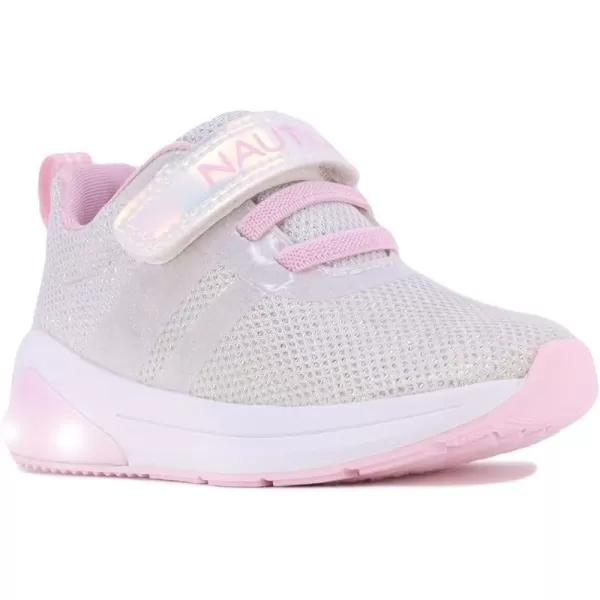 Nautica Kids LightUp Flashing Sneaker Athletic Running Shoes with Strap  Fashionable and Fun for Boys and Girls  Available in Toddler and Little Kid SizesLightswhite Mesh Iridescent