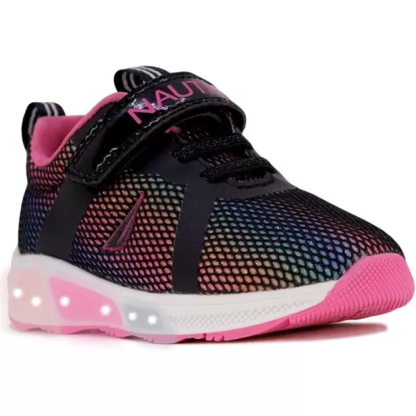 Nautica Kids LightUp Flashing Sneaker Athletic Running Shoes with Strap  Fashionable and Fun for Boys and Girls  Available in Toddler and Little Kid SizesJurnee Lightsblack Rainbow Glitter