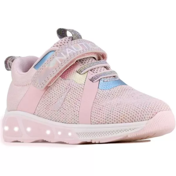 Nautica Kids LightUp Flashing Sneaker Athletic Running Shoes with Strap  Fashionable and Fun for Boys and Girls  Available in Toddler and Little Kid SizesJurnee Lightsblush Rainbow Metallic