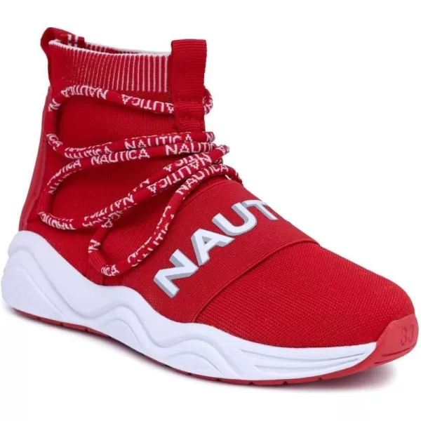 Nautica Kids Silas HighTop Sock SlipOn Sneaker with Enhanced Ankle Support  Available in Big Kid Little Kid and Toddler Sizes for Boys and GirlsLacered White Pop