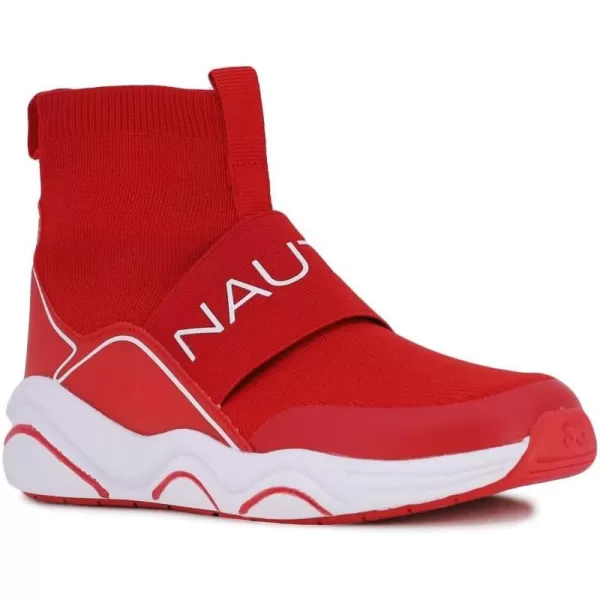 Nautica Kids Silas HighTop Sock SlipOn Sneaker with Enhanced Ankle Support  Available in Big Kid Little Kid and Toddler Sizes for Boys and GirlsRed White Pop