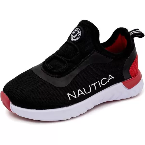 Nautica Kids Sneaker Athletic SlipOn Bungee Running ShoesBoy  GirlBig KidLittle KidToddler  NeaveKappilBlack Red Poplakerock