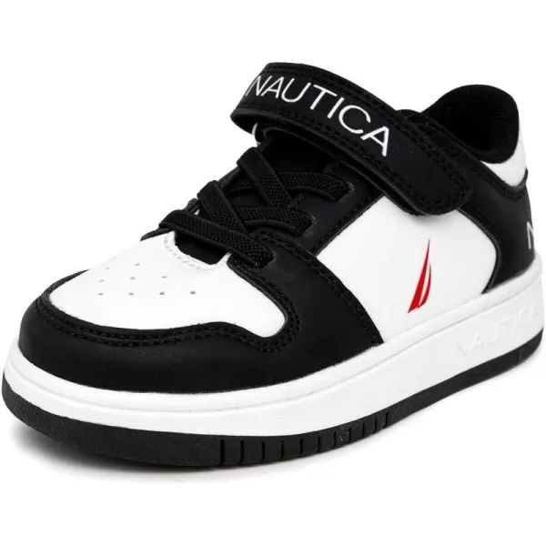 Nautica Kids Sneakers with Adjustable Strap and Bungee Straps  Comfortable Casual Shoes for Boys and Girls ToddlerLittle KidBlack White