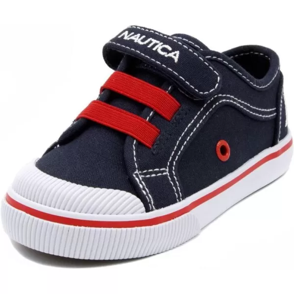 Nautica Kids Sneakers with Adjustable Strap and Bungee Straps  Comfortable Casual Shoes for Boys and Girls ToddlerLittle KidNavyRed