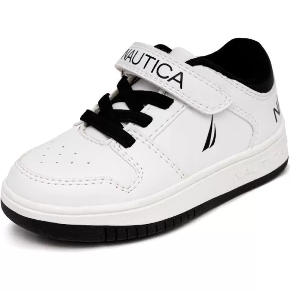 Nautica Kids Sneakers with Adjustable Strap and Bungee Straps  Comfortable Casual Shoes for Boys and Girls ToddlerLittle KidWhite Black