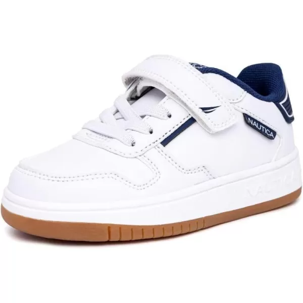 Nautica Kids Sneakers with Adjustable Strap and Bungee Straps  Comfortable Casual Shoes for Boys and Girls ToddlerLittle KidWhite Navyalmiana