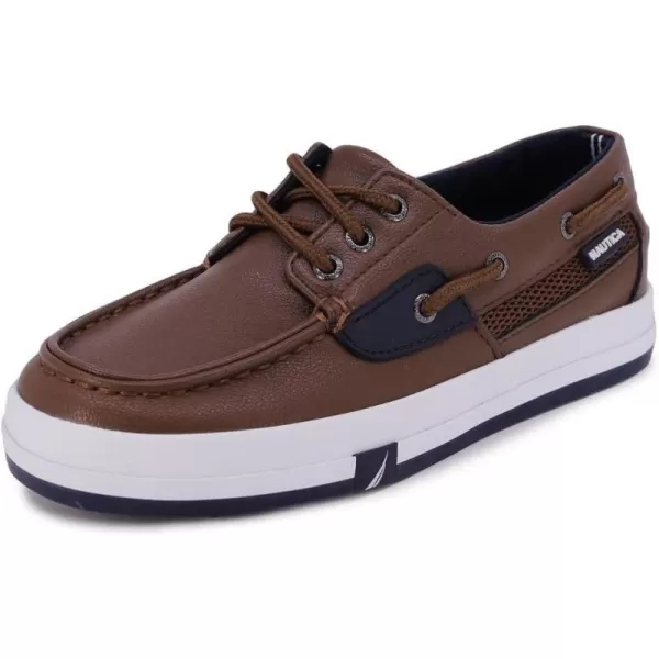 Nautica Kids Spinnaker Youth Boat Shoe Casual Loafer 2 Eye Lace Little KidBig KidDark Tan