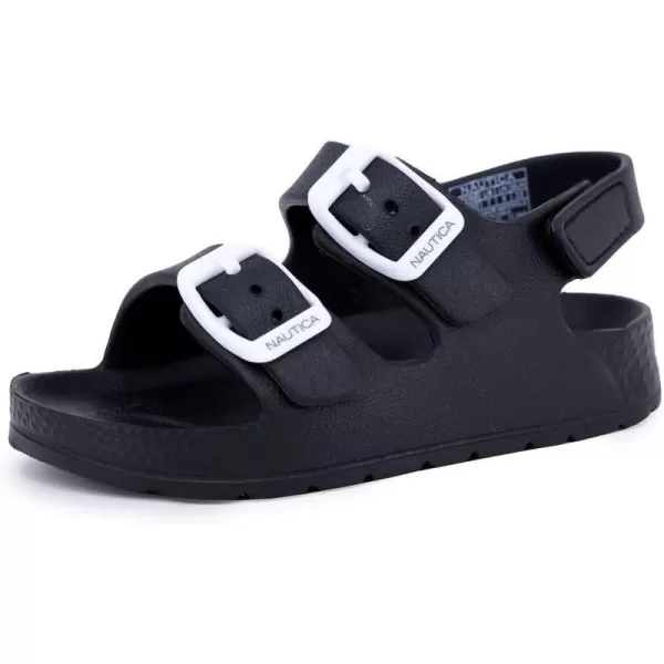 Nautica Kids Toddler Open Toe Sandal 2 Buckle Straps EVA Comfort Slide Outdoor Back Strap Casual Sandals Float Boat Boy  GirlToddlerLittle KidBlack White