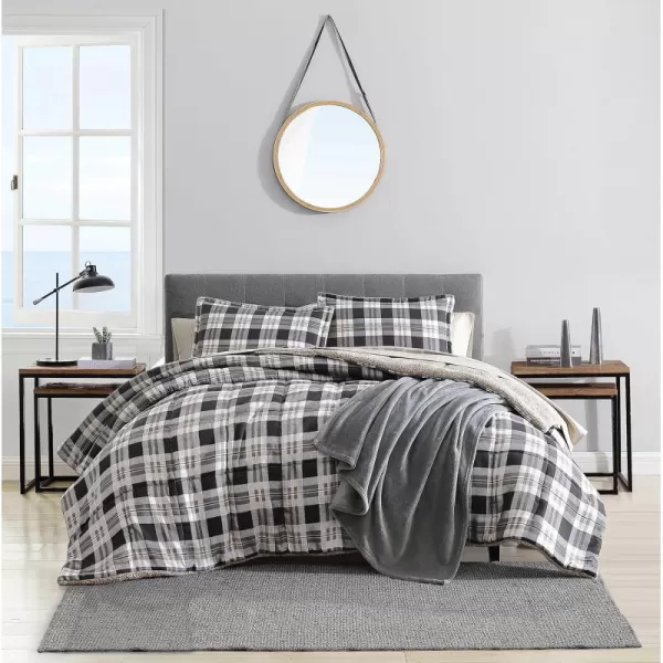 Nautica King Comforter Set Reversible Microsuede Bedding with Matching Shams Casual Home Decor Lewes Grey KingQueen Lewes Grey