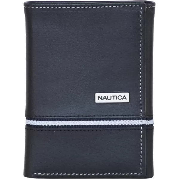 Nautica Logo Ribbon Leather WalletNautica Logo Ribbon Leather Trifold Wallet Black