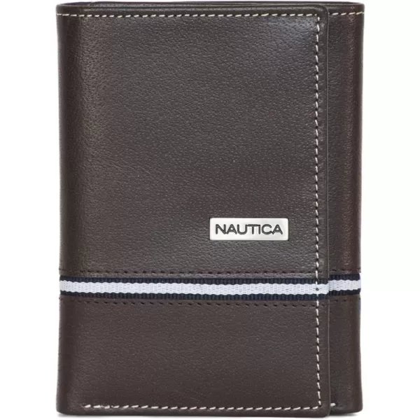 Nautica Logo Ribbon Leather WalletNautica Logo Ribbon Leather Trifold Wallet Brown