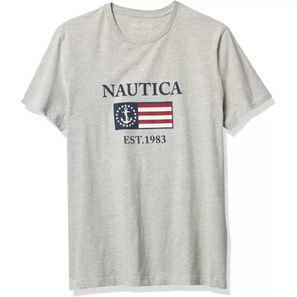 Nautica Mens 100 Cotton Patriotic Logo Graphic TShirtGrey