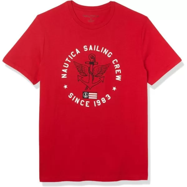 Nautica Mens 100 Cotton Patriotic Logo Graphic TShirtTrue Red