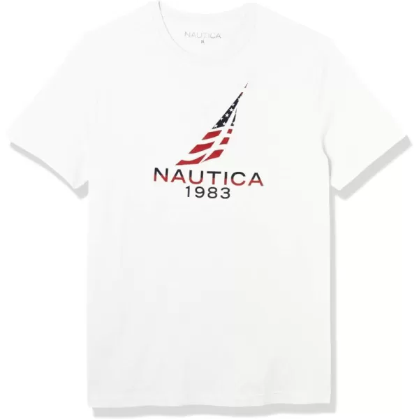 Nautica Mens 100 Cotton Patriotic Logo Graphic TShirtWhite