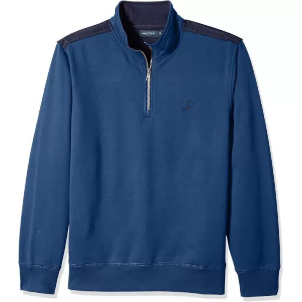 Nautica Mens 14 Zip Pieced Fleece SweatshirtMonaco Blue