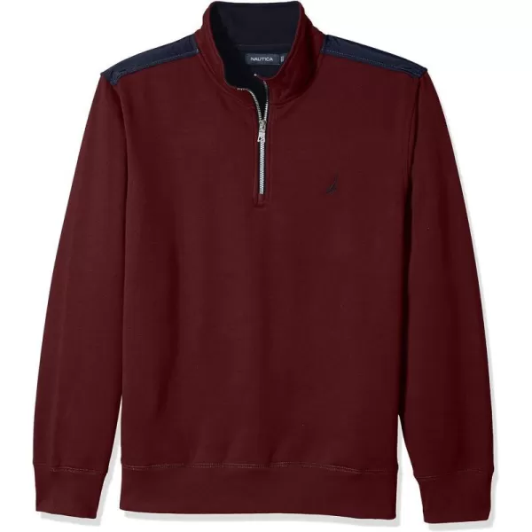 Nautica Mens 14 Zip Pieced Fleece SweatshirtRoyal Burgundy