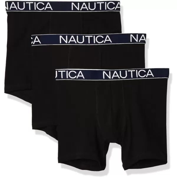 Nautica Mens 3 Pack Cotton Stretch Boxer BriefBlack