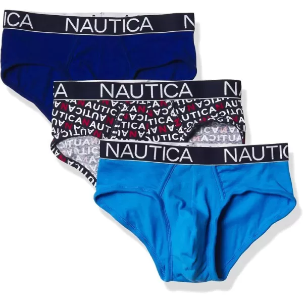 Nautica Mens 3 Pack Cotton Stretch BriefWindsurfAeroNautica Logo Print