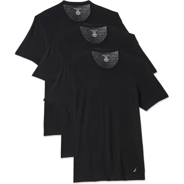 Nautica Mens 3Pack Cotton Crew Neck TShirtBlack New