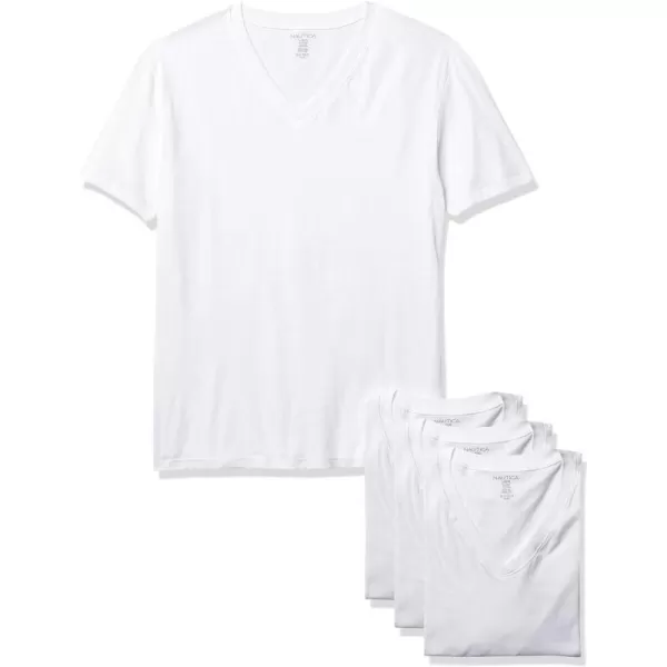 Nautica Mens 4 Pack Cotton VNeck TShirtWhite