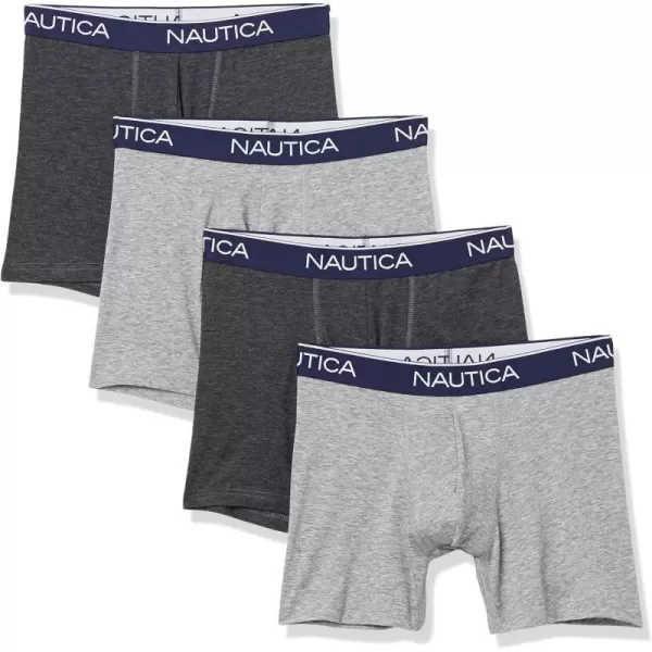 Nautica Mens 4 Pack Heather Stretch Boxer Brief2 Black HeatherCharcoal HeatherLight Grey Heather