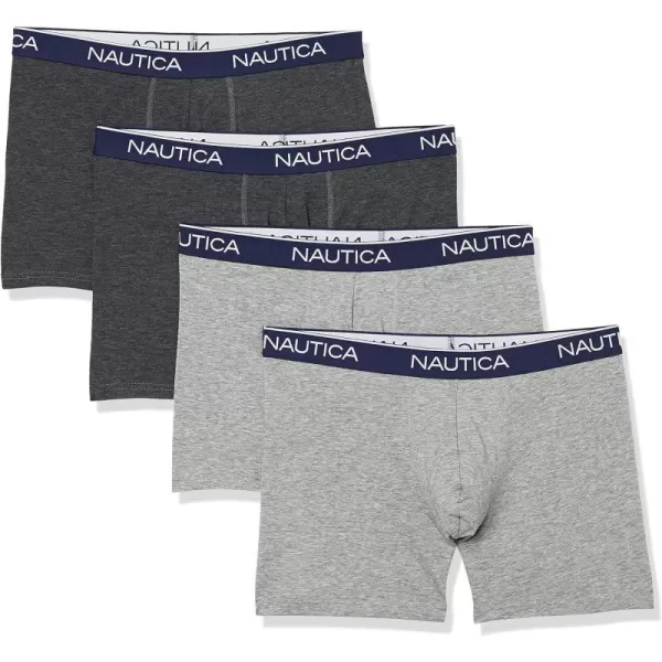 Nautica Mens 4 Pack Heather Stretch Boxer Brief2 Charcoal Heather2 Light Grey Heather