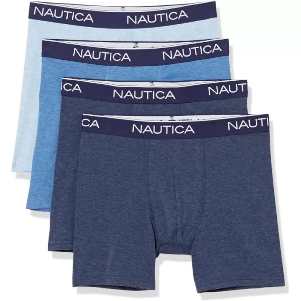 Nautica Mens 4 Pack Heather Stretch Boxer Brief2 Peacoat HeatherDutch HeatherSea Mist Heather